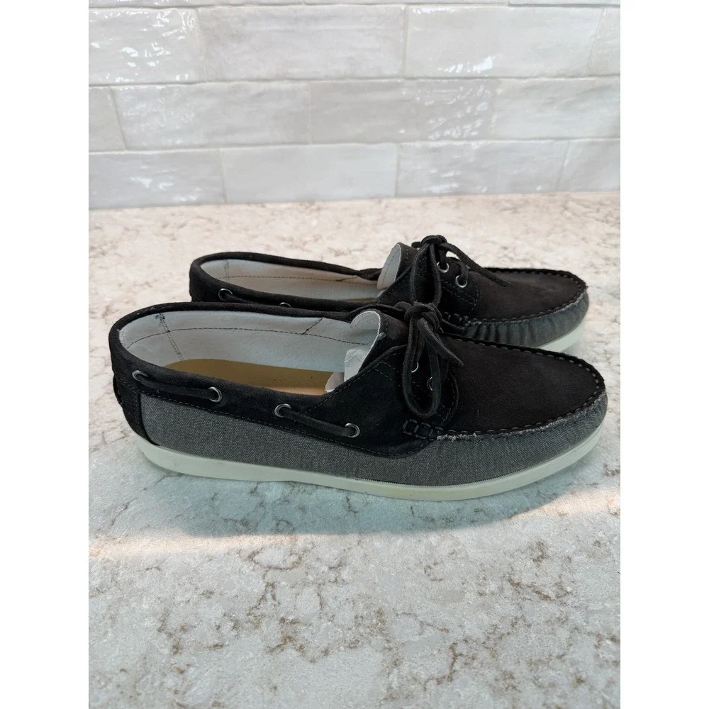 Stefano Bonfiglioli Men's Boat Shoes, Size 11, Gray & Black